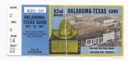 1987 82nd Red River Rivalry Game Ticket Stub Oklahoma Texas Cotton bowl