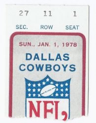 1977 NFC Championship Ticket Stub Vikings @ Cowboys