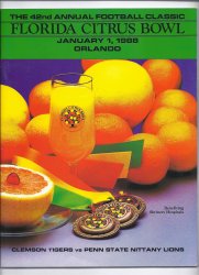 1988 Citrus Bowl Game Program Clemson Penn State