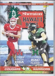 2003 Sheraton Hawaii Bowl Game Program Houston Hawaii