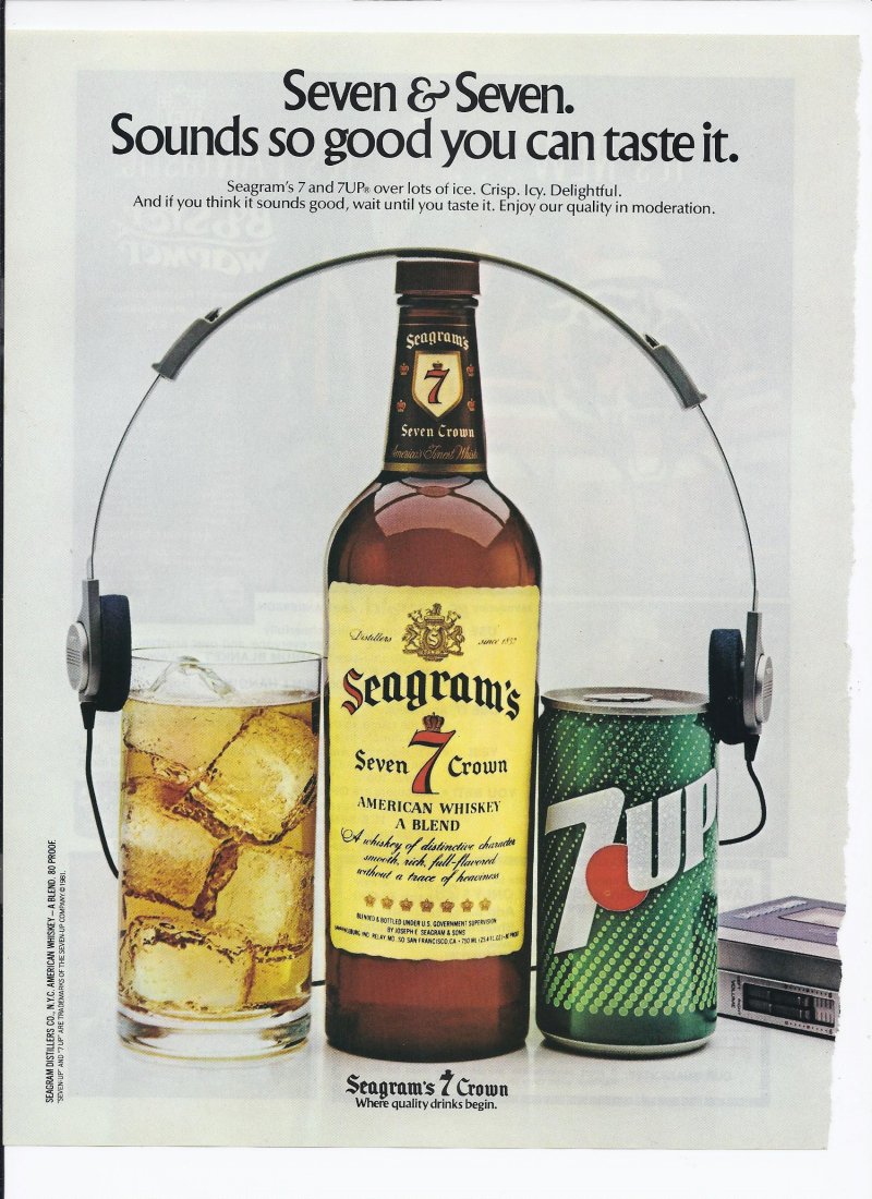 1981 Seagram's 7 Seven Crown Whisky Print Ad 7 up Vintage