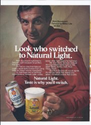 1980 Natural Light Beer Print Ad Vintage Football Nick Buoniconti