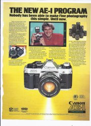 1981 Canon AE-1 Program SLR Camera Print Ad Vintage Electronics Photography