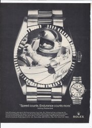 80's Rolex Watch Print Ad Vintage Johnny Rutherford