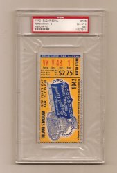 1942 Sugar Bowl Game ticket stub Fordham Missouri PSA 6 (MK) POP 4
