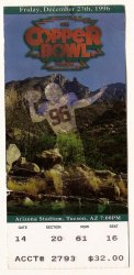 1996 Copper Bowl Game Ticket Stub Washington Utah