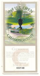 1998 US Open Championship Ticket Thursday June 18th 1998