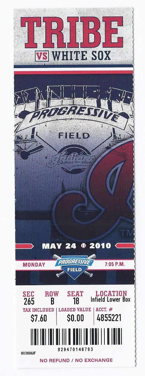 Image 0 of 2010 White Sox @ Indians Full Unused Ticket May 24th Progressive Field