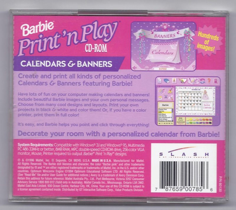 Image 1 of Barbie Print n Play Calendars and Banners PC Game Mattel Media