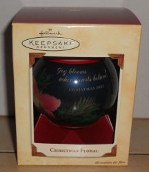 2002 Hallmark Keepsake Ornament Christmas Floral MIB glass ball Flowers
