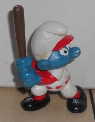 1981 Peyo Schleich Baseball Player Batter PVC figure SMURFS Vintage