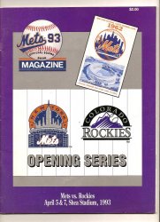 Colorado Rockies First Ever game Program at Mets April 5th 1993 Rare