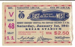 1944 East West Shrine Bowl Ticket Stub Kezar Stadium