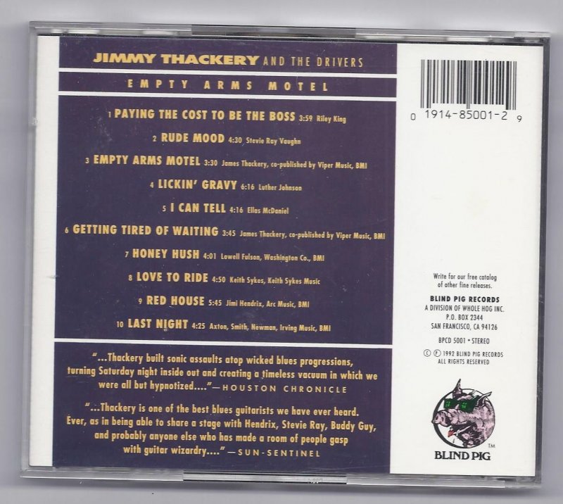 Image 1 of Jimmy Thackery and the Drivers Empty Arms Motel Music CD