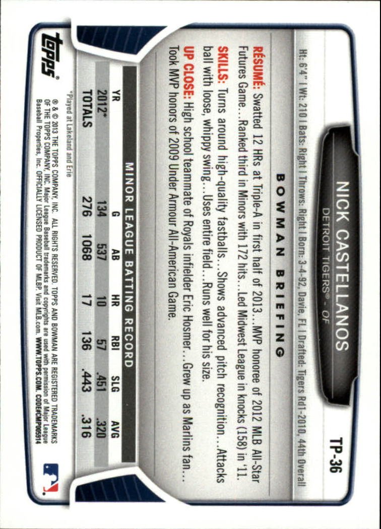 Image 1 of 2013 Bowman Draft Top Prospects #TP36 Nick Castellanos Card