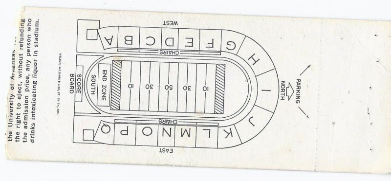 Image 1 of 1972 NCAA College Football Ticket Stub Tulsa @ Arkansas September 30th 1972 9 30