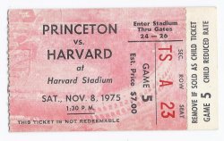 1975 NCAA College Football Ticket Stub Princenton @ Harvard November 8th 9 8 75