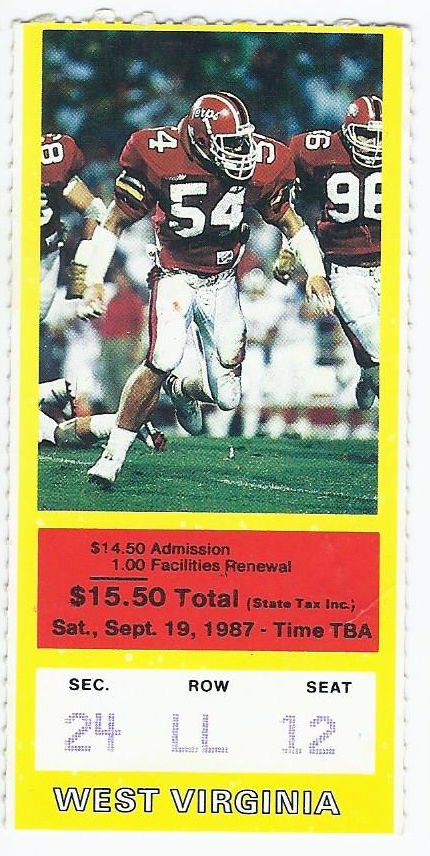 Image 0 of 1987 NCAA College Football Ticket Stub West Virginia @ Maryland September 19th