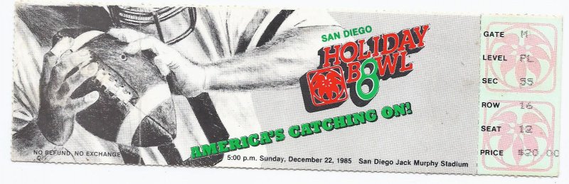 Image 0 of 1985 Holiday Bowl Game Ticket Stub Arkansas Arizona State