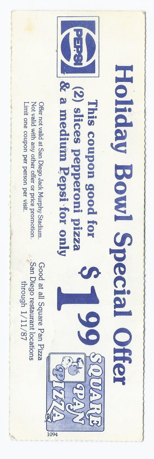 Image 1 of 1986 Holiday Bowl Game Ticket Stub Iowa San Diego State