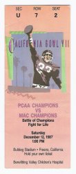 1987 California Bowl Game Ticket Stub Eastern Michigan San Jose State