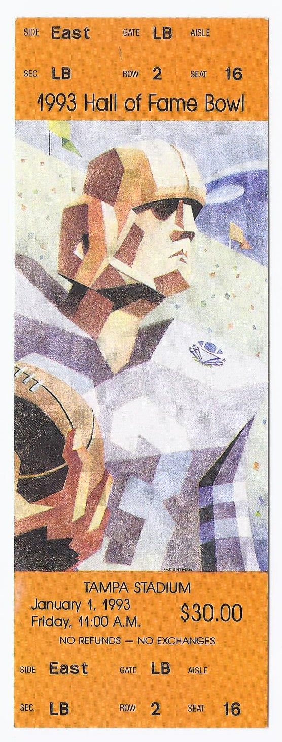 Image 0 of 1993 Hall Of Fame Bowl Game Full Unused Ticket Tennessee Boston College