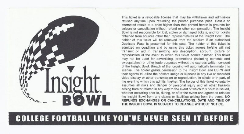 Image 1 of 2002 Insight Bowl Game Ticket Stub Oregon State Pittsburgh