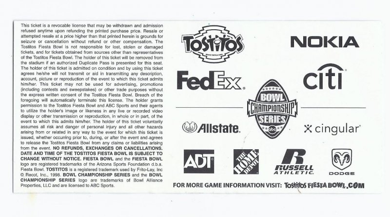 Image 1 of 2005 Fiesta Bowl Game Ticket Stub Utah Pittsburgh