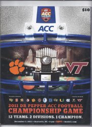 2011 ACC Championship Game Program Clemson Virginia Tech