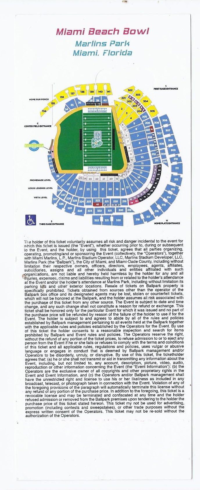 Image 1 of 2015 Miami Beach Bowl Full Unused Game Ticket Western Kentucky South Florida