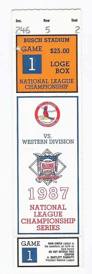 Image 0 of 1987 NLCS Ticket Stub Game 1 Cardinals Giants League Championship Series