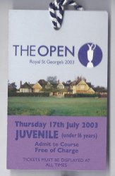 2003 British Open Ticket 1st Tournament Round Thursday July 17th