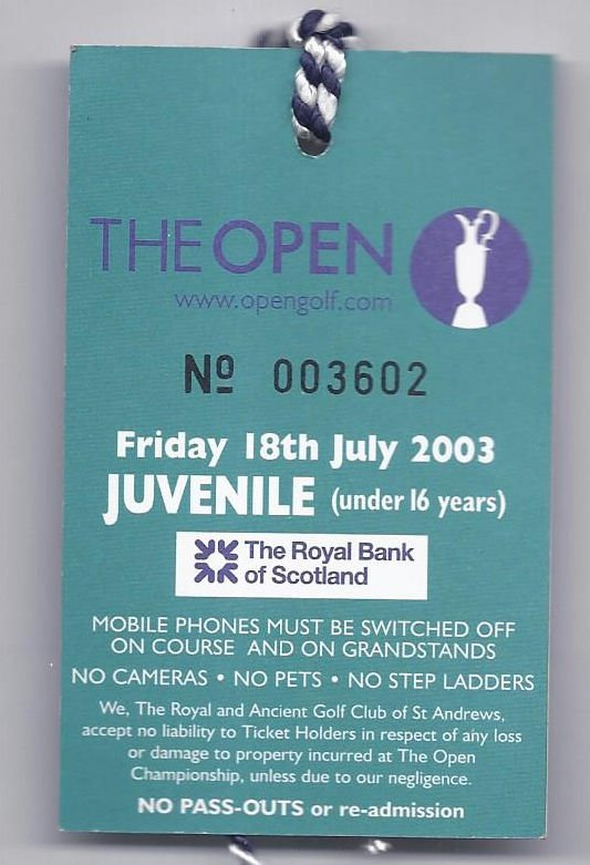 Image 1 of 2003 British Open Ticket 2nd Tournament Round Friday July 18th