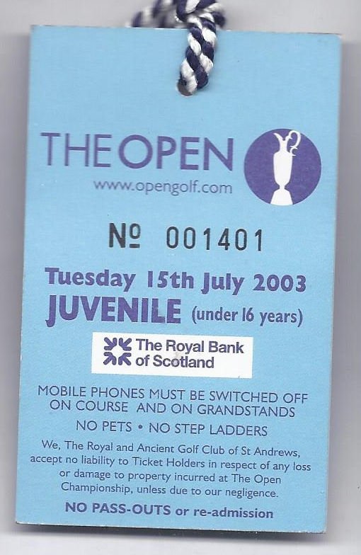 Image 1 of 2003 British Open Ticket 3rd Practice Day Tuesday July 15th