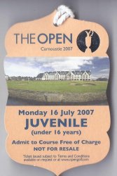 2007 British Open Ticket Monday July 16th 2nd Practice round Pdraig Harrington 