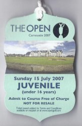 2007 British Open Ticket Sunday July 15th 1st Practice round Pdraig Harrington 