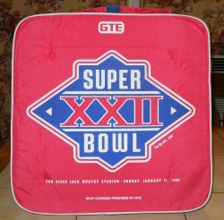 Vintage Super Bowl 22 XXII SGA Seat Cushion Redskins Broncos 1988 San Diego