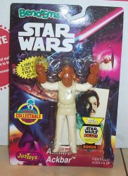 1993 Just toys Star Wars Bend Ems Adimral Ackbar Figure NRFP