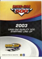 UAW GM Quality 500 Starting Line Up