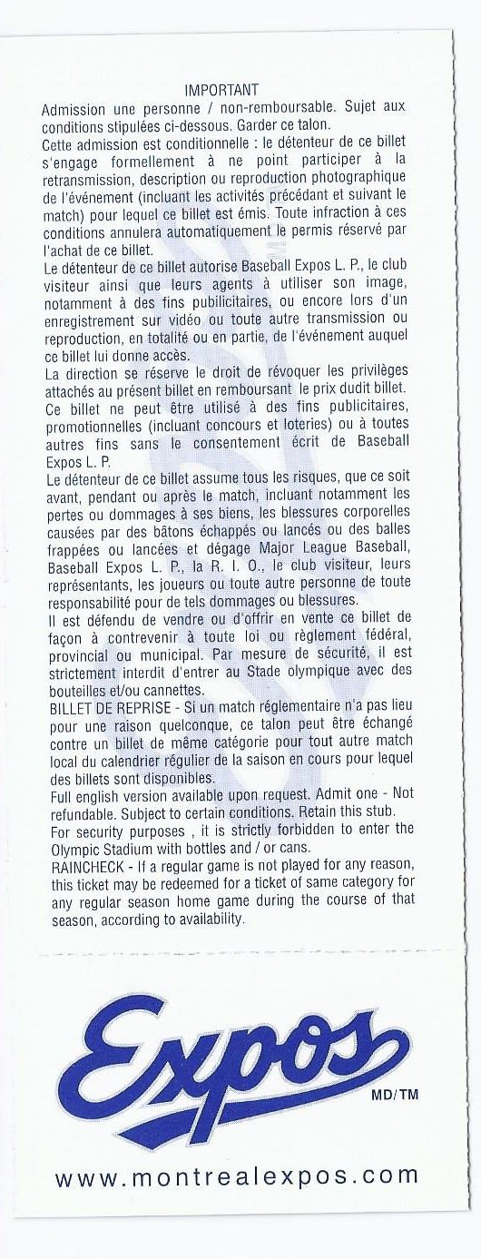 Image 1 of Brad Wilkerson Hitting For The Cycle Full Unused Season Ticket June 24th 2003 Mo