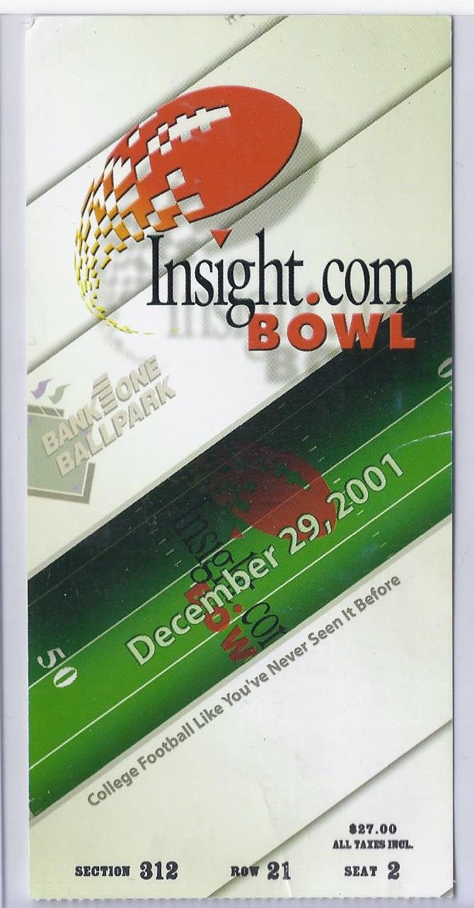 Image 0 of 2001 Insight Bowl Game TIcket Stub Kansas State Syracuse