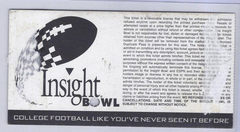 Image 1 of 2003 Insight Bowl Game Ticket Stub Virginia Tech California
