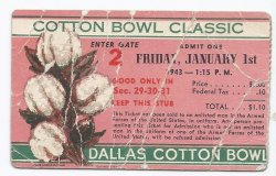 1943 cotton bowl ticket stub Texas Georgia Tech