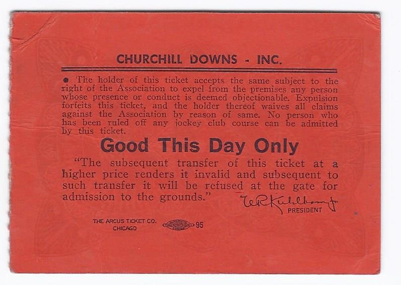 Image 1 of 1962 Kentucky Oaks Ticket Stub Friday May 4th Cicada