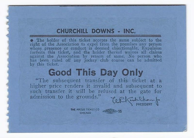 Image 1 of 1965 Kentucky Oaks Ticket Stub Friday April 30th Amerivan