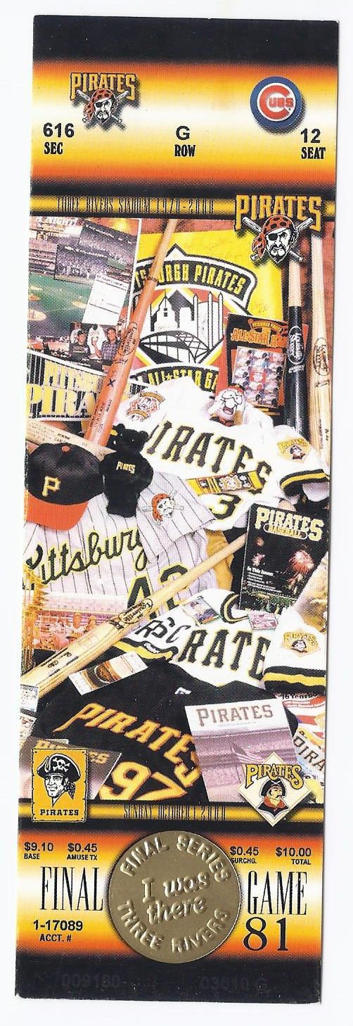 Image 0 of 2000 Pittsburgh Pirates Final Game at Three River Staidum Full Unused tickets Oc