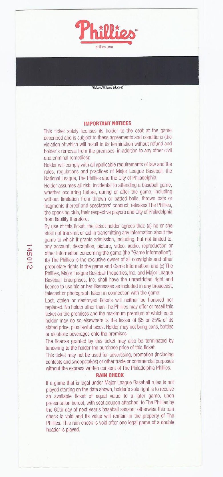 Image 1 of 2003 Phillies Final Last Game at Veterans Stadium Full Unused Season Ticket