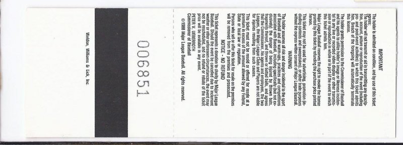 Image 1 of 1988 MLB baseball All Star Game Workout Day Home Run Derby Full Unused Ticket Ci