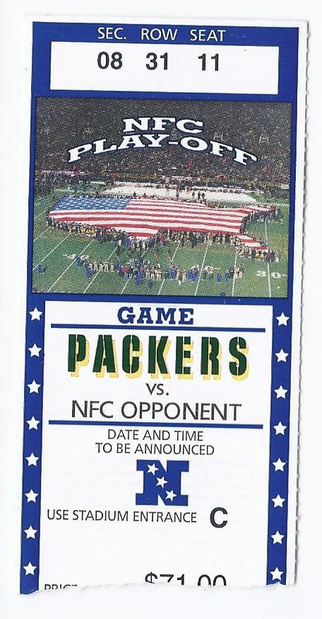 Image 0 of 2001 NFL NFC Playoff Game Ticket Stub 49ers at Packers Lambeau Field Farve