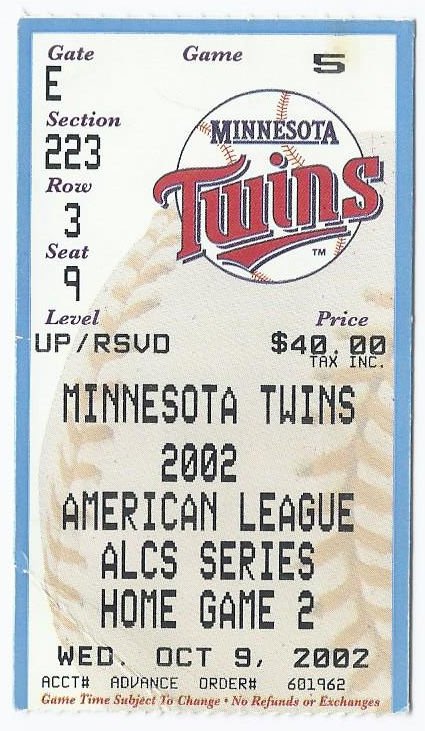 Image 0 of 2002 ALDS American League Division Series Game 4 Box Office Ticket stub A's Twin